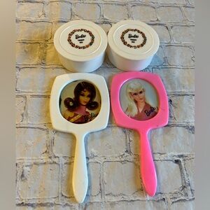 BARBIE (1960-70’S) PINK AND WHITE MIRRORS AND WHITE TRINKET BOXES FLORAL PATTERN
